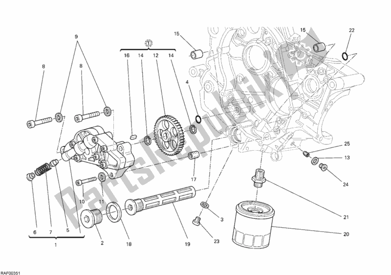 Tutte le parti per il Pompa Dell'olio - Filtro del Ducati Monster 696 ABS USA 2010